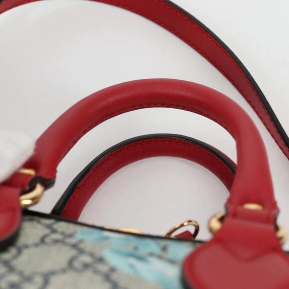 GUCCI GG Blooms Hand Bag PVC 2way Red Navy 546312 Auth 135290M - Picture 9 of 16